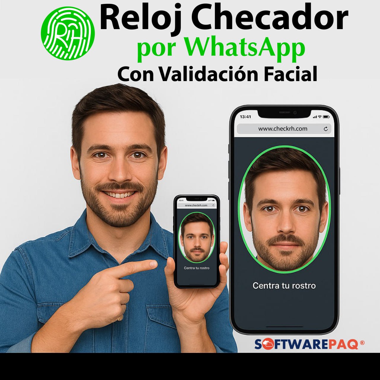 CheckRH con validación facial para control de asistencia moderno